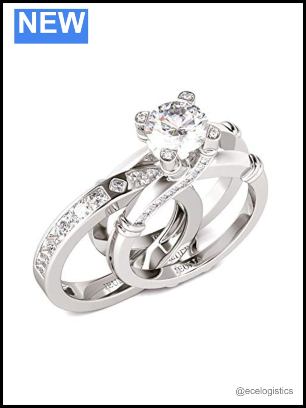 Sterling Silver Interchangeable Wedding Ring Set Round Stone Bridal Set